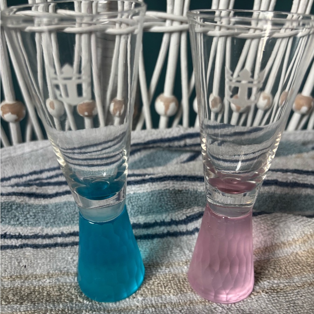 Colorful Glass Shot Glasses Caribbean Royal cruise cordials perfect condition